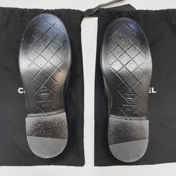 CHANEL Quilted CC Turn Lock Loafer 36C Black Leather Gold Logo Hardware - Picture 12 of 13